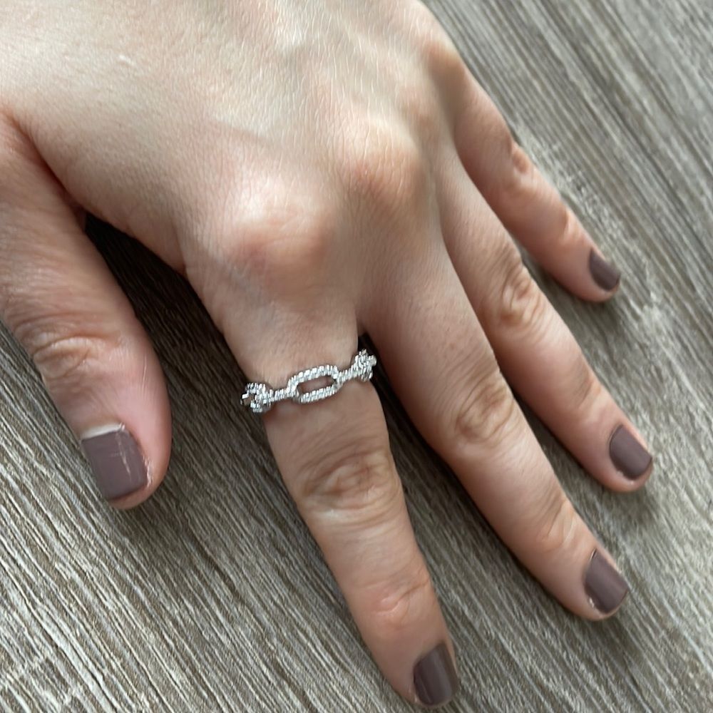 Anthropologie Silver Linked Crystal Ring